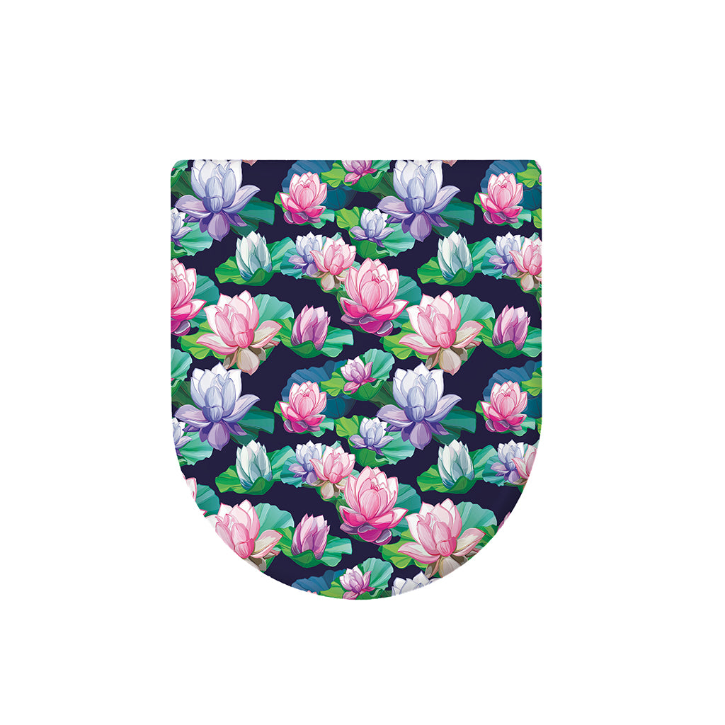 Vintage Lotus Floral Print Toilet Lid Cover