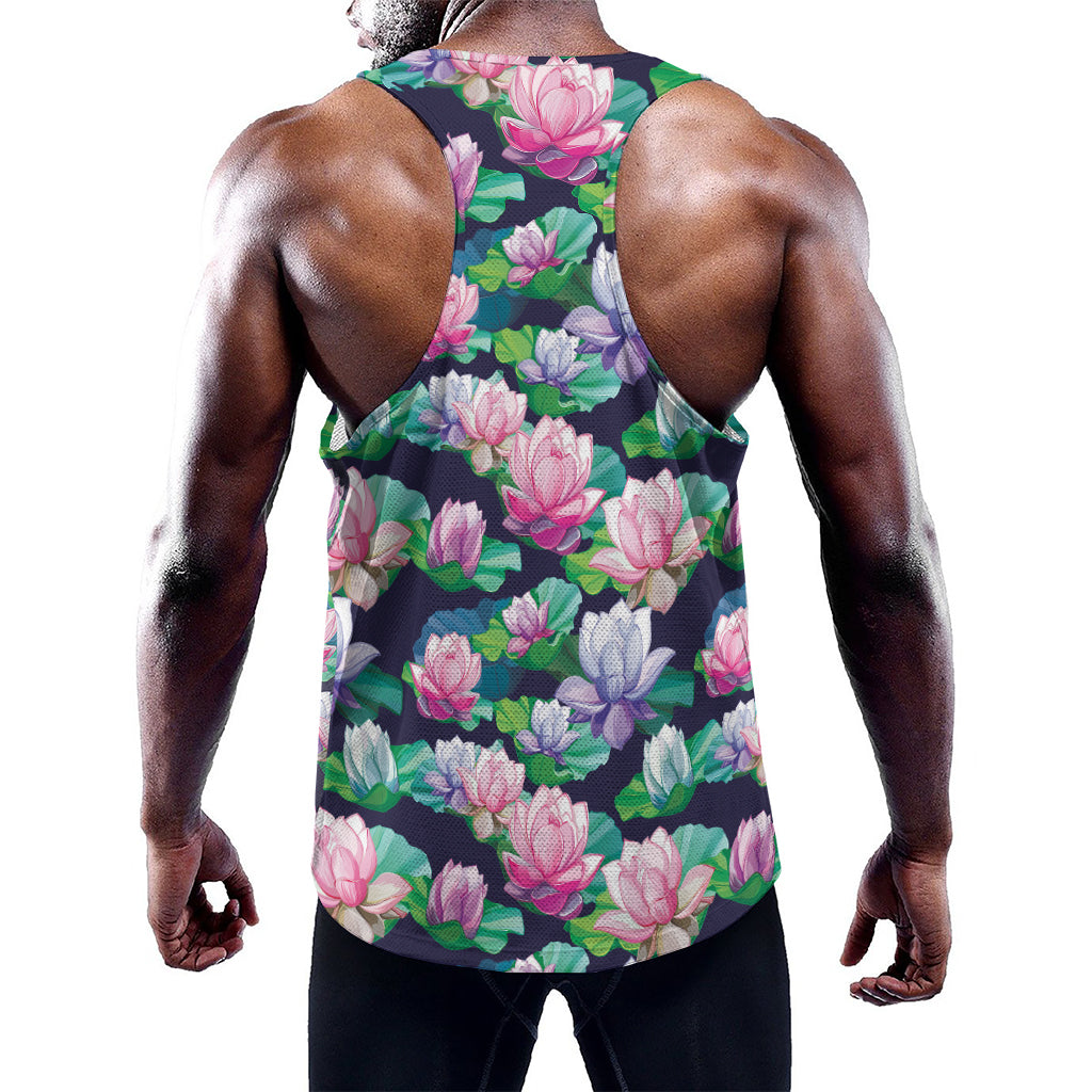 Vintage Lotus Floral Print Training Tank Top