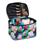 Vintage Lotus Floral Print Travel Makeup Bag