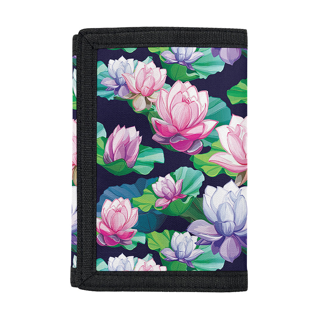Vintage Lotus Floral Print Trifold Wallet