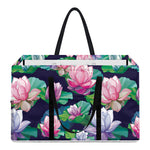 Vintage Lotus Floral Print Utility Tote Bag