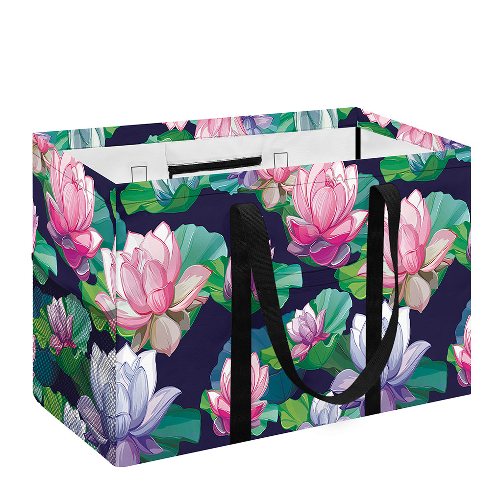 Vintage Lotus Floral Print Utility Tote Bag