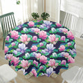 Vintage Lotus Floral Print Waterproof Round Tablecloth