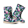 Vintage Lotus Floral Print Winter Boots