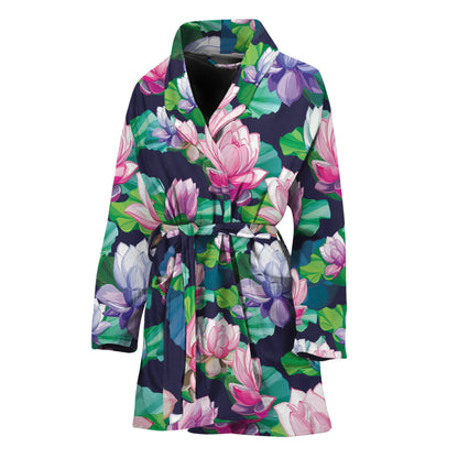 Vintage Lotus Floral Print Women's Bathrobe