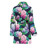 Vintage Lotus Floral Print Women's Bathrobe
