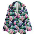 Vintage Lotus Floral Print Women's Blazer