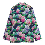 Vintage Lotus Floral Print Women's Blazer