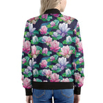 Vintage Lotus Floral Print Women's Bomber Jacket