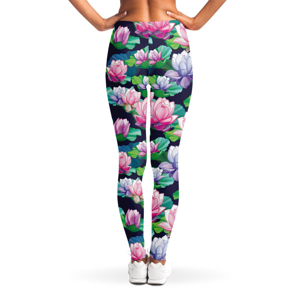 Vintage Lotus Floral Print Women's Leggings