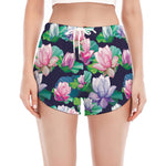 Vintage Lotus Floral Print Women's Split Running Shorts