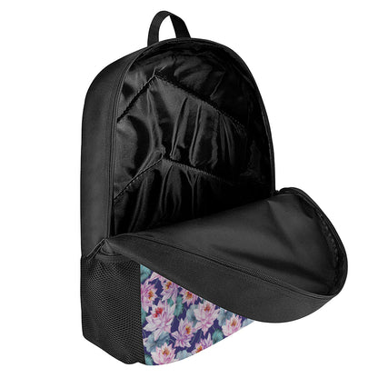 Vintage Lotus Flower Print 17 Inch Backpack