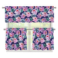 Vintage Lotus Flower Print 3 Piece Kitchen Curtains