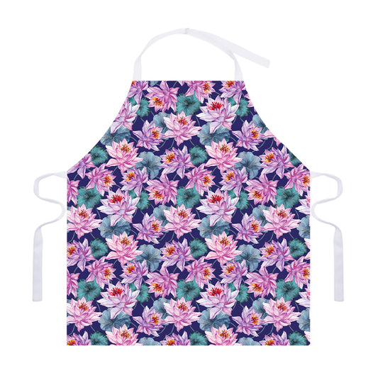 Vintage Lotus Flower Print Adjustable Apron
