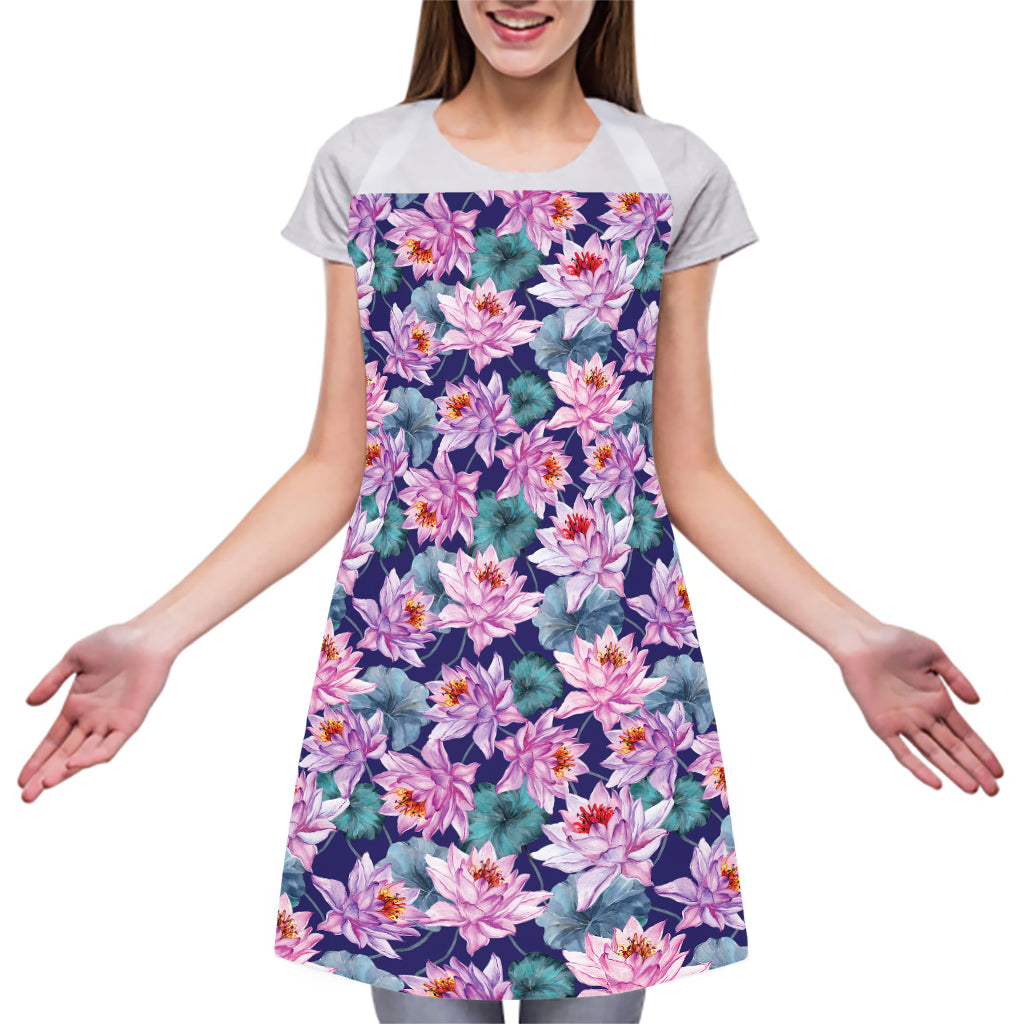 Vintage Lotus Flower Print Adjustable Apron