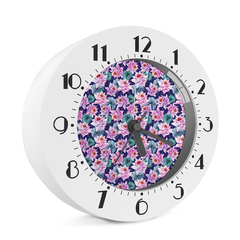 Vintage Lotus Flower Print Alarm Clock
