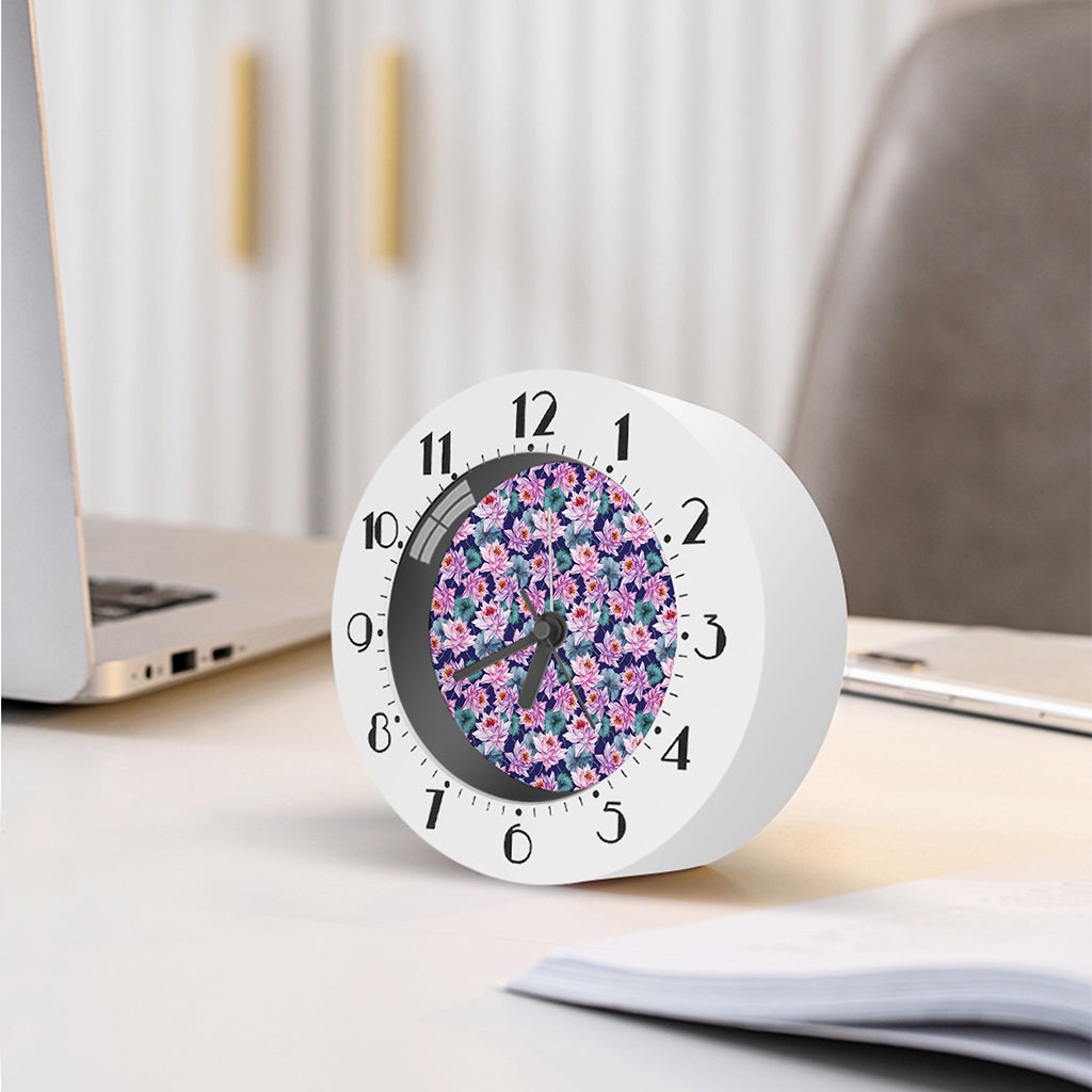 Vintage Lotus Flower Print Alarm Clock