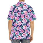 Vintage Lotus Flower Print Aloha Shirt