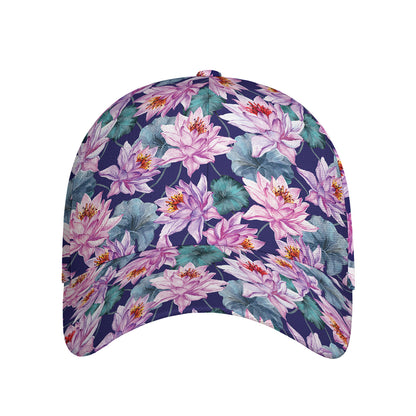 Vintage Lotus Flower Print Baseball Cap
