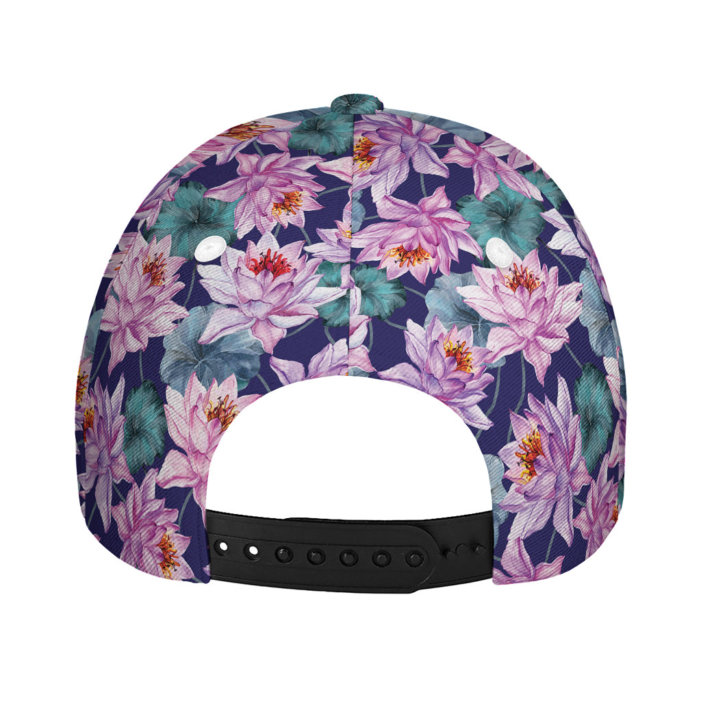 Vintage Lotus Flower Print Baseball Cap