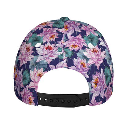 Vintage Lotus Flower Print Baseball Cap
