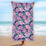 Vintage Lotus Flower Print Beach Towel