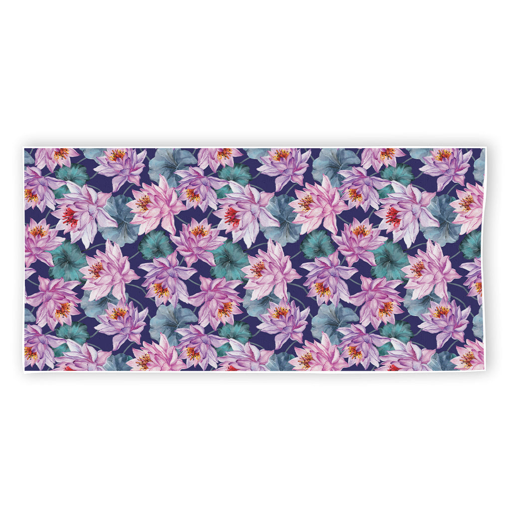 Vintage Lotus Flower Print Beach Towel