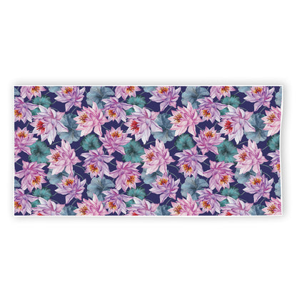 Vintage Lotus Flower Print Beach Towel