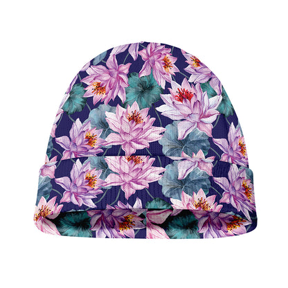 Vintage Lotus Flower Print Beanie