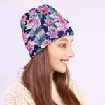 Vintage Lotus Flower Print Beanie
