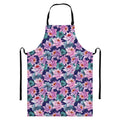 Vintage Lotus Flower Print Bib Apron With Pocket