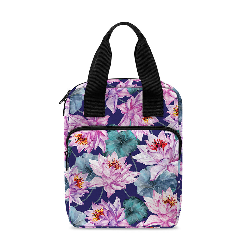 Vintage Lotus Flower Print Bible Tote Bag