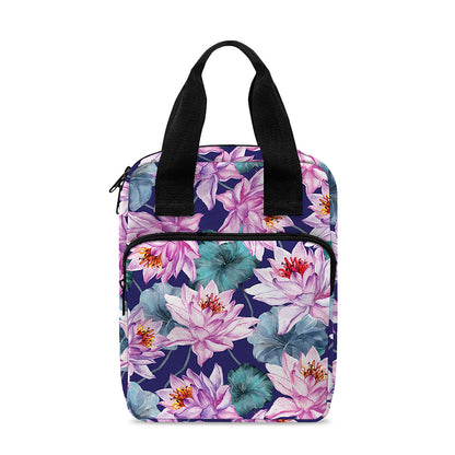Vintage Lotus Flower Print Bible Tote Bag