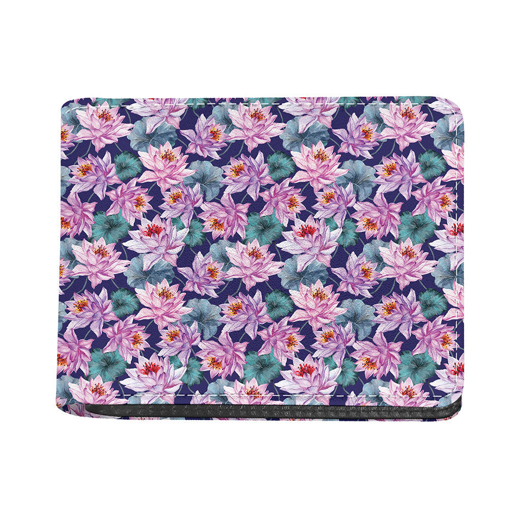 Vintage Lotus Flower Print Bifold Wallet