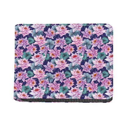 Vintage Lotus Flower Print Bifold Wallet