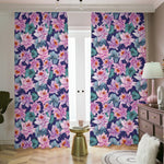 Vintage Lotus Flower Print Blackout Pencil Pleat Curtains