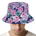 Vintage Lotus Flower Print Bucket Hat