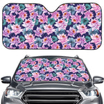 Vintage Lotus Flower Print Car Windshield Sun Shade