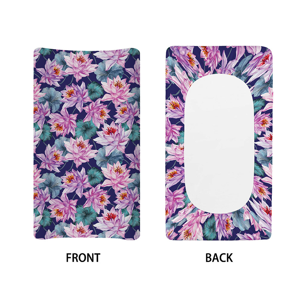 Vintage Lotus Flower Print Changing Pad Cover