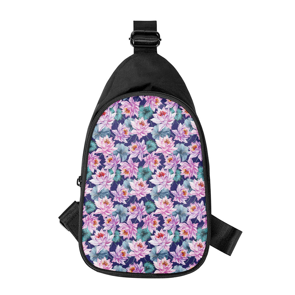 Vintage Lotus Flower Print Chest Bag