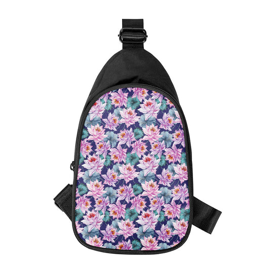 Vintage Lotus Flower Print Chest Bag