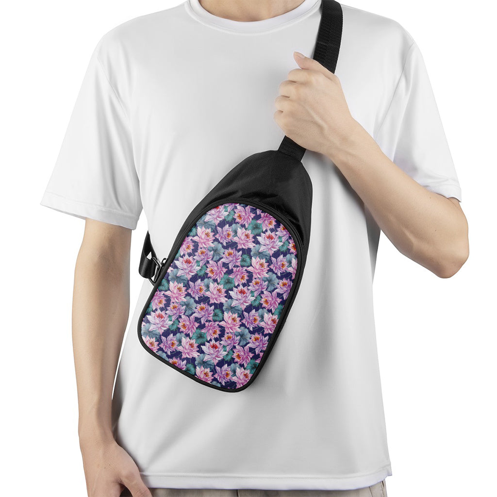Vintage Lotus Flower Print Chest Bag
