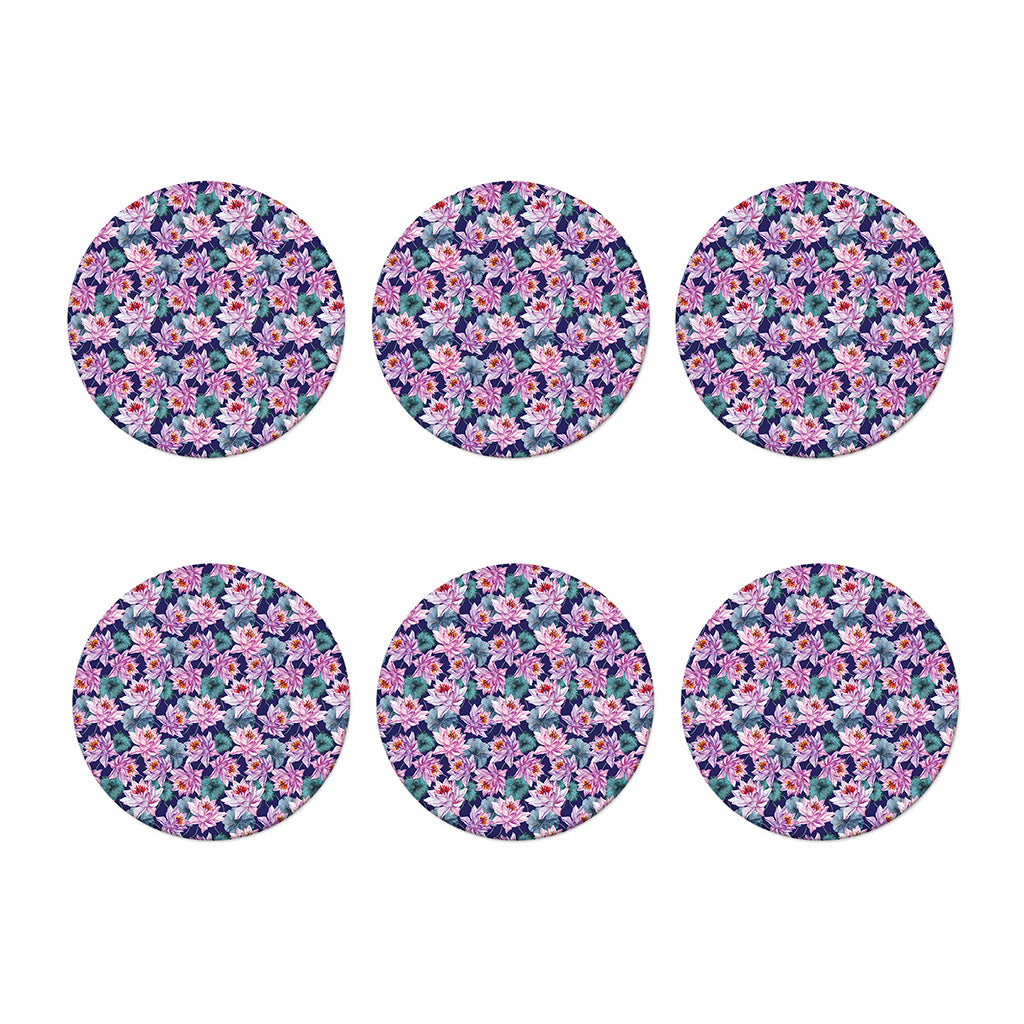 Vintage Lotus Flower Print Coaster Set
