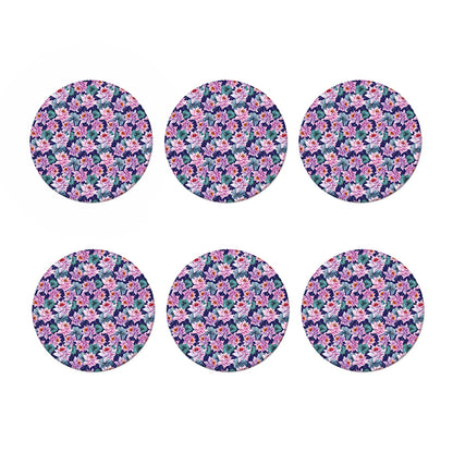 Vintage Lotus Flower Print Coaster Set