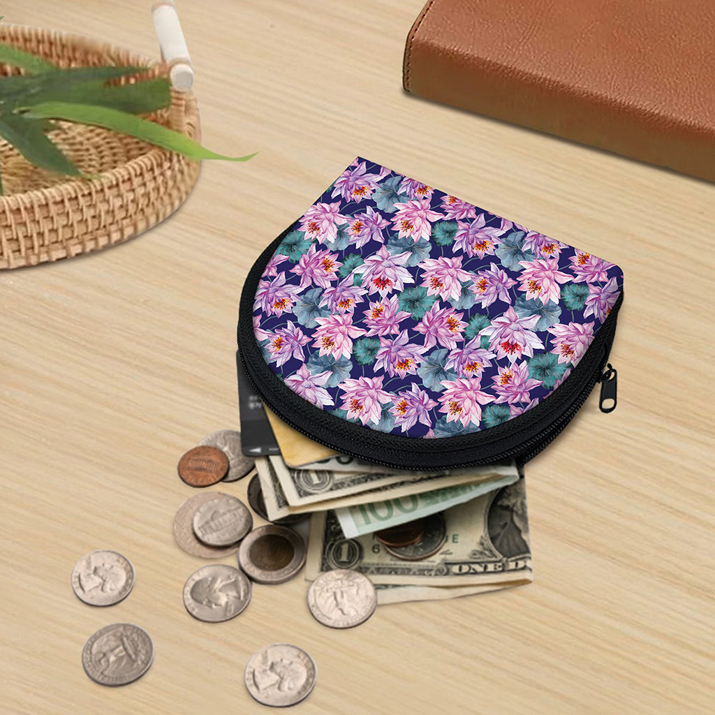 Vintage Lotus Flower Print Coin Purse