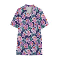 Vintage Lotus Flower Print Cotton Hawaiian Shirt