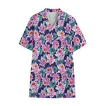 Vintage Lotus Flower Print Cotton Hawaiian Shirt