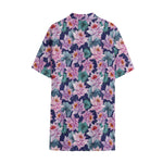 Vintage Lotus Flower Print Cotton Hawaiian Shirt