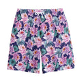 Vintage Lotus Flower Print Cotton Shorts