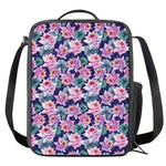 Vintage Lotus Flower Print Crossbody Lunch Bag